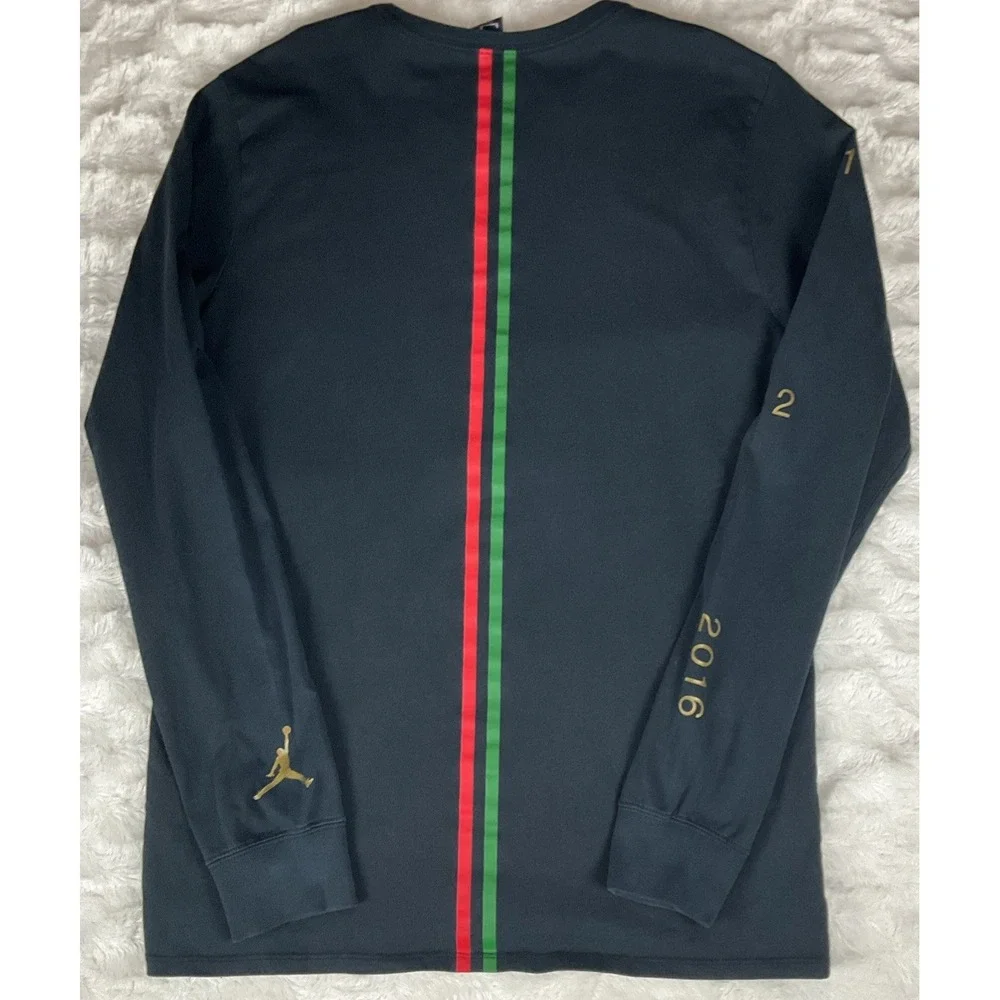 Air JORDAN Men's Black Larger Black History Month Graphic Pullover Long Sleeve